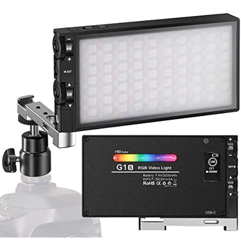 Luz De Video G1s Rgb, Luz De Cámara Led Con Batería Recargab