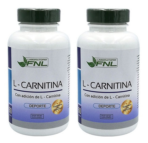 L- Carnitina Fnl 2 Frascos 120cap 500mg. Quemador De Grasa Sabor Natural / 2 Frascos