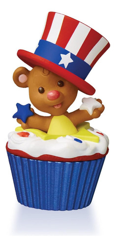 Star-spangled Cupcake Recuerdo Oso Ornamento 2016 Hallmark 