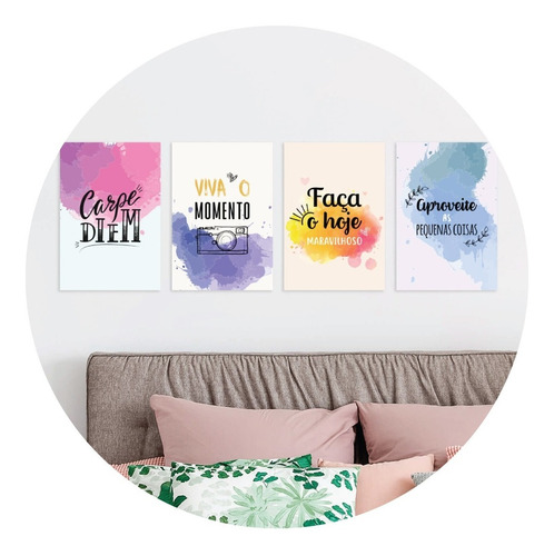 Placas Decorativas Mdf Frases Carpe Diem 20x30cm Kit 4un