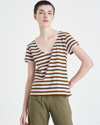 Remera Portsaid Rayada Newport Off White Para Mujer
