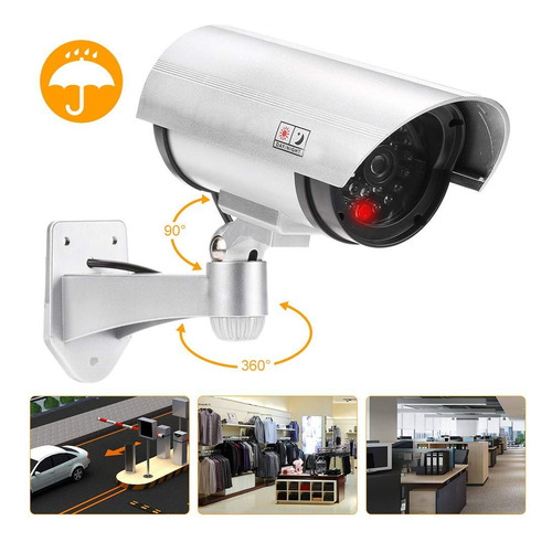 Camara Seguridad Falsa Exterior Con Luz Led Vigilancia