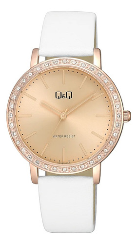 Reloj Q&q Dorado Con Brillos, Blanco Q33b-005py