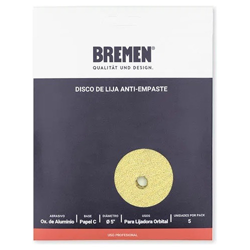 Discos De Lija Bremen Rotoorbital Antiempaste 125 Mm 5 Unid