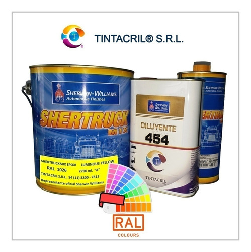 Pintura Epoxi Ral 1026 Kit X 4.5 Lts. Amarillo Fluorescente Brillante