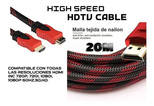 Cable HDMI-HDMI con Filtro 5m 5metros Full HD 3D V14 Enmallado