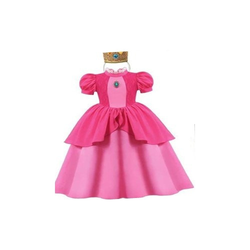 Vestidos Rosa De Niñas Super Mario Bros Cosplay Princesa Peach Melocotón