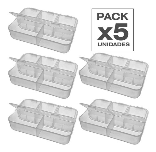 5 Cajas Plástica Organizador 5 Div Pesca Multiuso 10,5x6,5cm