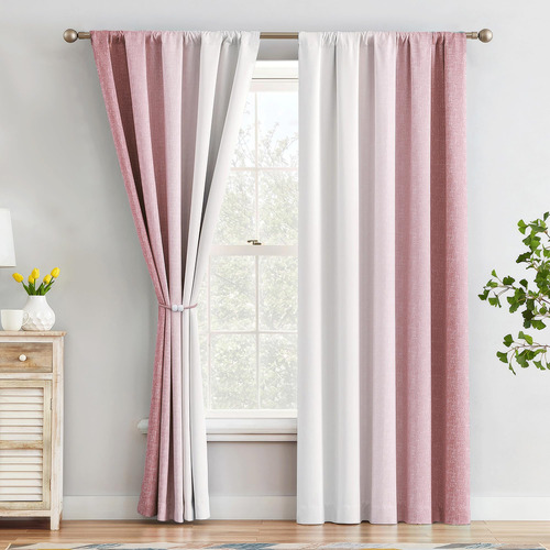 Cortinas Opacas De Lino Con Degradado Reversible 213 Cm De L