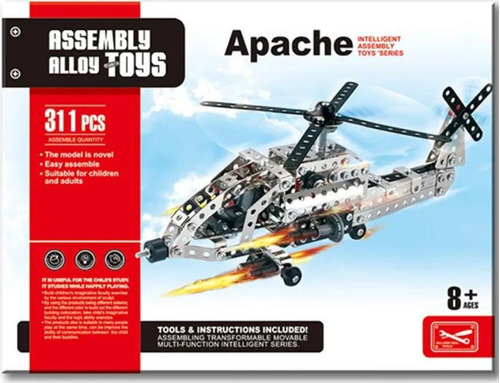 Kit Juego De Construcción Helicóptero Apache Metal 311pc