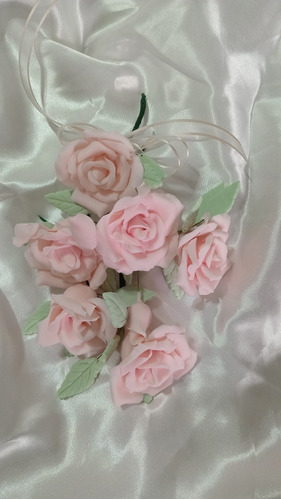 Adorno Torta Ramo De Rosas Bouquet De Rosas Porcelana Fria