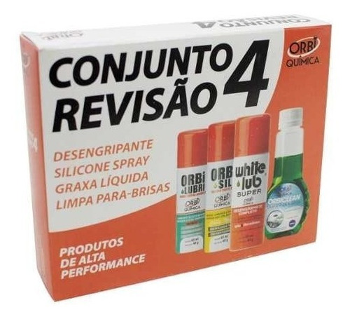 Kit Revisão Orbi Graxa Desengripante Silicone Limpa Vidro