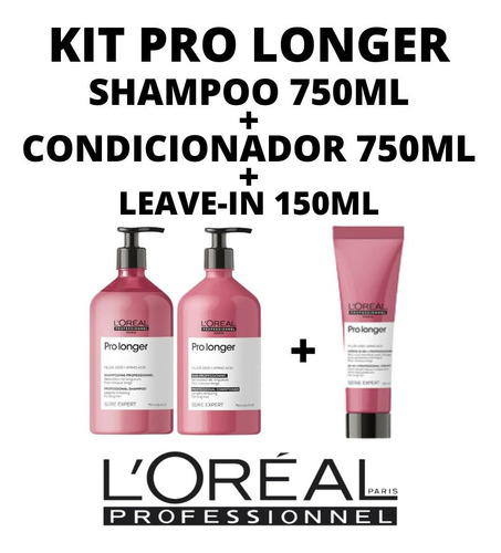 Kit Loreal Pro Longer Sh 750ml + Cond 750ml + Leave-in 150ml