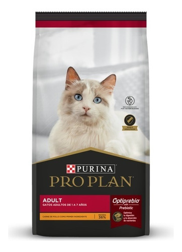 Alimento Pro Plan Optiprebio. Adult para gato adulto de raza mediana sabor pollo y arroz en bolsa de 3kg