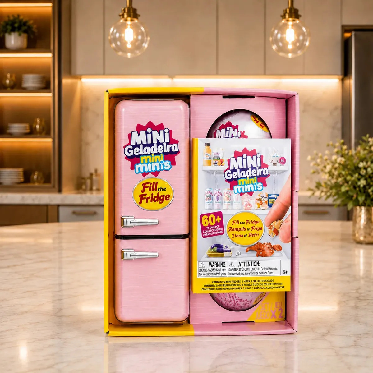 Mini Geladeira C/2 Capsulas Surpresa Rosa Ligeiro Rosa