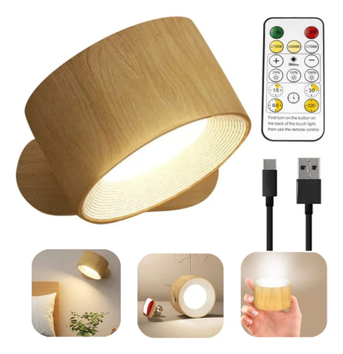Luz De Parede Com Carregamento Usb E Controle Remoto