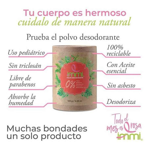 Immi Desodorante Natural Polvo Sustituto De Talco Pediátrico