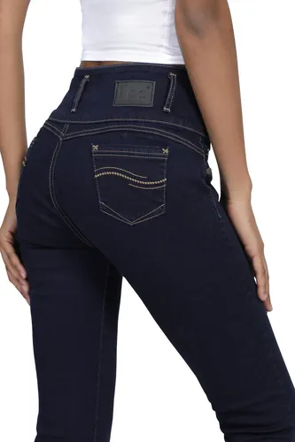 Jeans Skinny Pretina Ancha con Corte Berona para Mujer