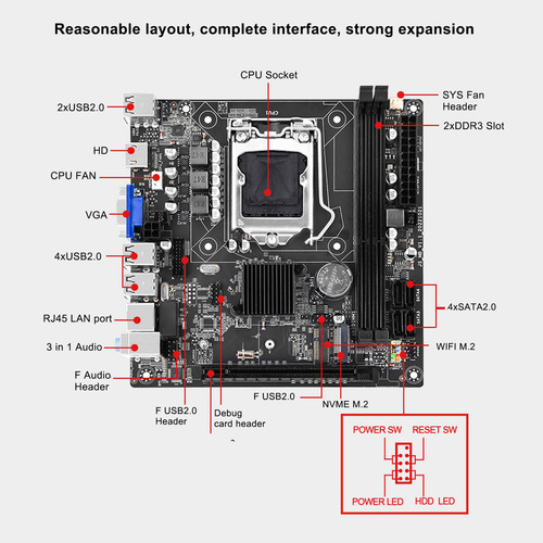 Placa Base Para Juegos 2 Ddr3 Mainboard Lga1155 Cpu 4 Sata2.