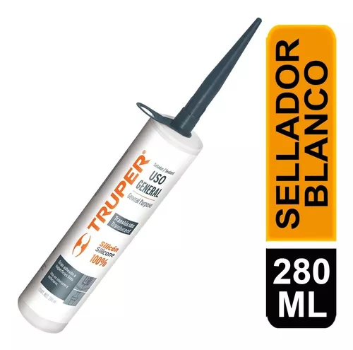 Sellador 100% Silicon Blanco 280 Ml Truper Silicon Blanco Sellador Blanco  Tubo de silicon Sellador