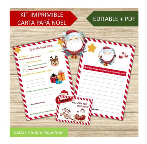 Kit Imprimible Navidad Carta A Papá Noel