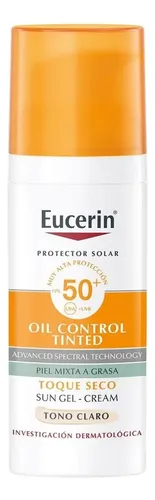 Eucerin Oil Control Protector Solar Facial Con Color Tono Claro FPS50+ para Piel Grasa 50ml