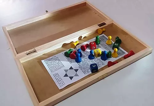 Jogo Ludo Oficial 2 Dados Estojo Tabuleiro C/ Leque E Coroa