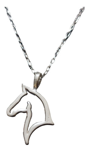 Collar Cadena Contorno Caballo Hombre Plata 925 + Caja Regal