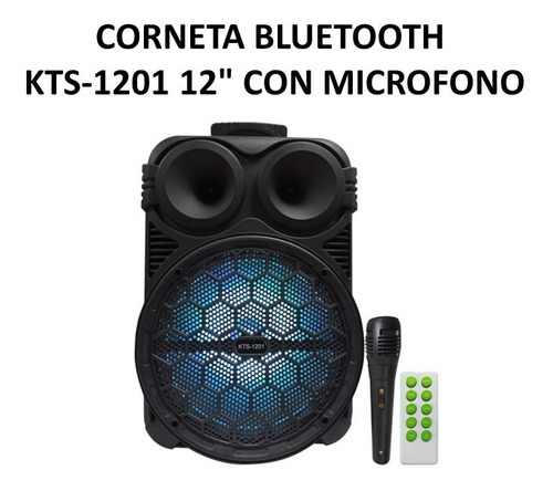 Corneta Bluetooth Kts-1201 12  Con Microfono Y Luz Led Rgb
