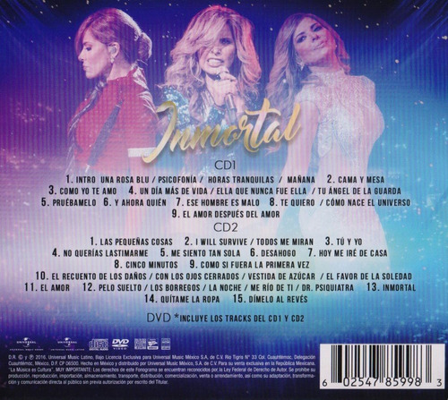 Inmortal - Gloria Trevi - 2 Discos Cd + Dvd - Nuevo | MercadoLibre