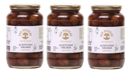 3x Aceitunas Negras Orgánicas (calibre 1) X500g- San Nicolás