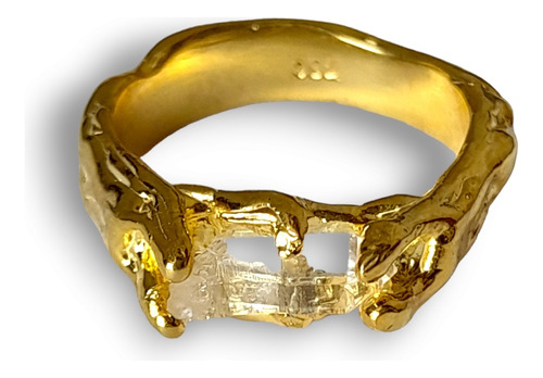 Anillo Baño De Oro Cuarzo 