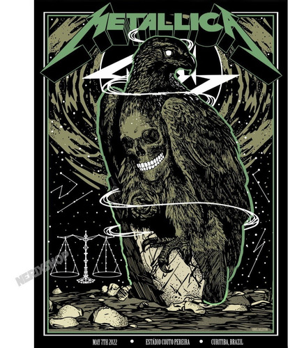 Poster Banda Metallica Rock 45x60cm Show Curitiba Pr Brasil