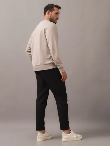 Polerón Textured Embroidery Beige Calvin Klein