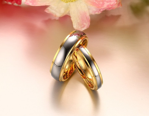 Imagen 6 de 8 de 1 Argolla De Tungsteno August Wedd Dorado Y Plateado