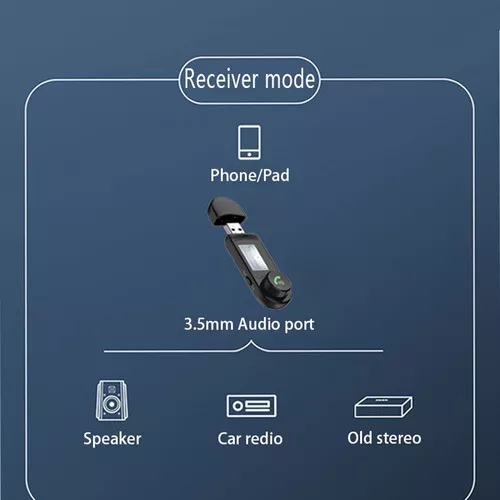 Receptor y Transmisor Bluetooth 2 en 1 Portátil 3.5mm con Pantalla