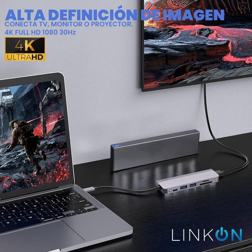 Hub Adaptador Usb C 6 En 1 Linkon Para Mac Macbook Windows