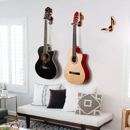 TESLYAR Soporte de pared para guitarra de madera de fresno para guitarra  eléctrica, clásica, acústica y bajo, instrumentos musicales de madera dura