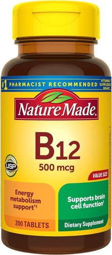 Vitamina B12 500 Mcg Nature Made 200 Tabletas