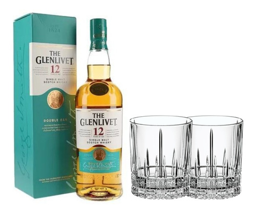 Whisky Glenlivet 12 Años Single Malt + 2 Vasos Zetta Bebidas