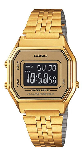 Reloj Para Mujer Dorado Casio La-680wga-9b Con Garantía