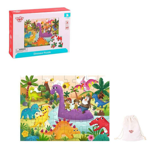 Puzzle Dinosaurios En Madera Tooky Toy Con Bolsa De Hilo