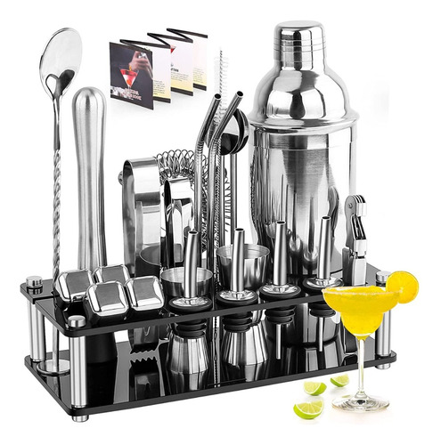 Juego De Coctelera Shaker Bartender Mixologia Kit 24 Piezas