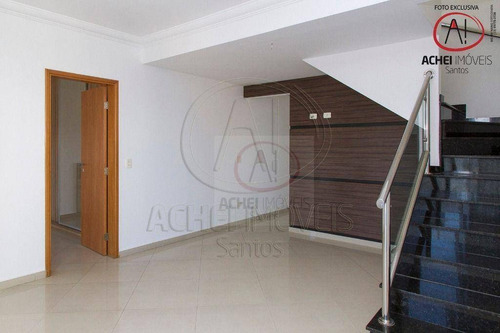 Imagem 30 de 30 de Cobertura Com 3 Dormitórios, 3 Suite, 2 Vagas Demarcas À Venda, 230 M² Por R$ 1.500.000 - Aparecida - Santos/sp - Co0113