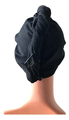 Toalla De Pelo Envoltura Anti Frizz Doble Capa Algodón Negro