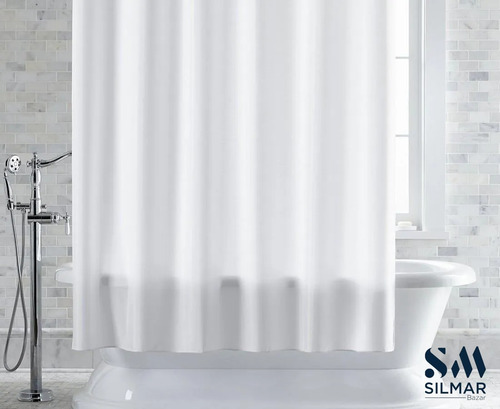 Imagen 2 de 6 de Protector Cortina De Baño Blanco Anti Hongos 40 Micrones