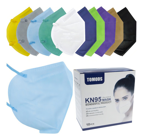 10 Cubrebocas Kn95 Tomods Certificado Con 4 Capas De Protección Para Adulto. Mascarilla Fabricada En Polipropileno, Algodón Y Elástico, Desechables.