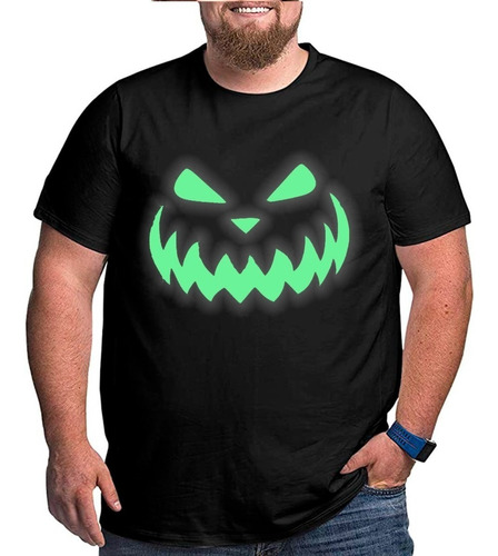 Polera Halloween Calabaza Brillo Oscuri Tallas Grandes 2xl..