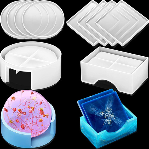 Juego De 10 Moldes De Silicona For Posavasos Cuadrados Y