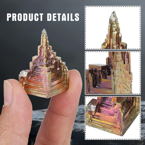 Cristal De Bismuto Natural, Metal Colorido, Cristal Mineral